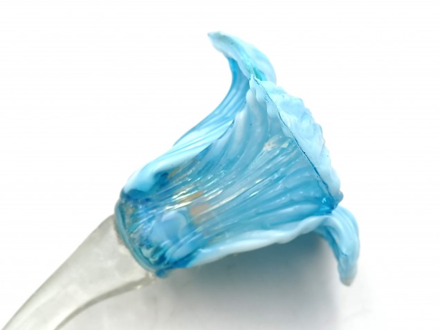 Murano chandelier Flower clear Stem with blue and yellow Flower Head 