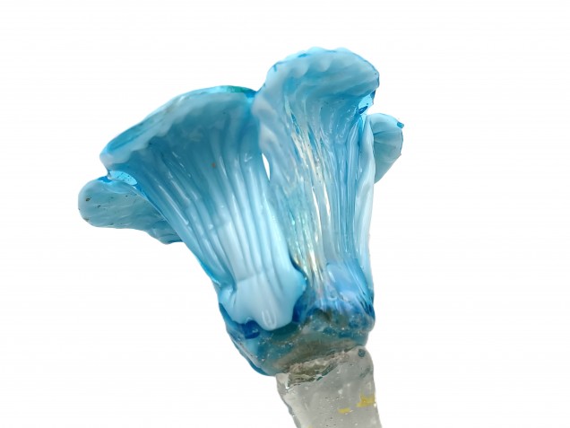 Murano chandelier Flower clear Stem with blue and yellow Flower Head 
