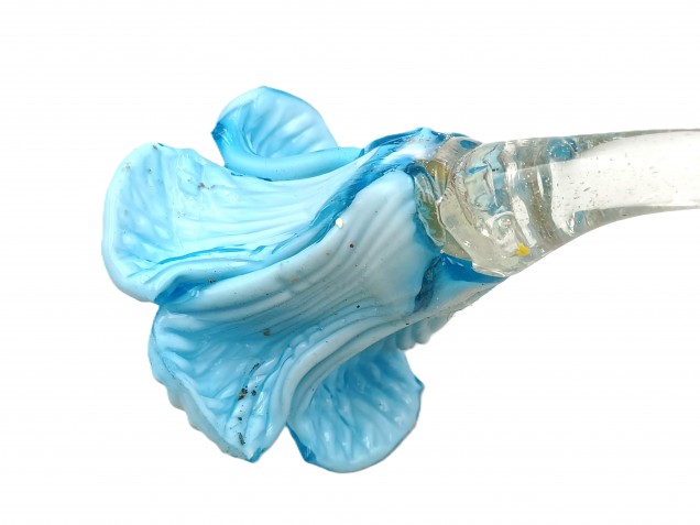 Murano chandelier Flower clear Stem with blue and yellow Flower Head 