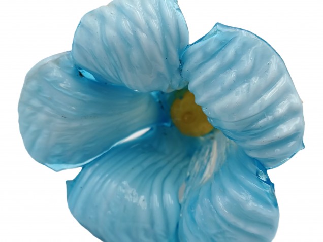 Murano chandelier Flower clear Stem with blue and yellow Flower Head 