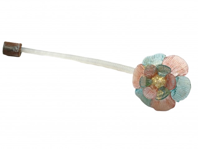 Murano chandelier Flower with blue red and gold Flower Head 