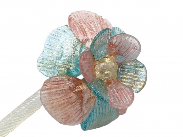 Murano chandelier Flower with blue red and gold Flower Head 