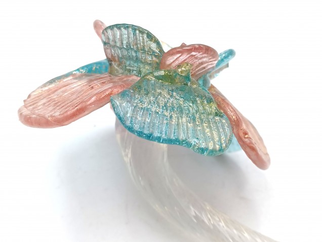 Murano chandelier Flower with blue red and gold Flower Head 