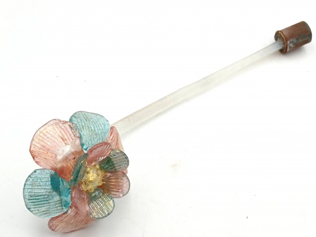 Murano chandelier Flower with blue red and gold Flower Head 