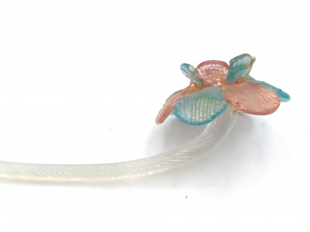 Murano chandelier Flower with blue red and gold Flower Head 