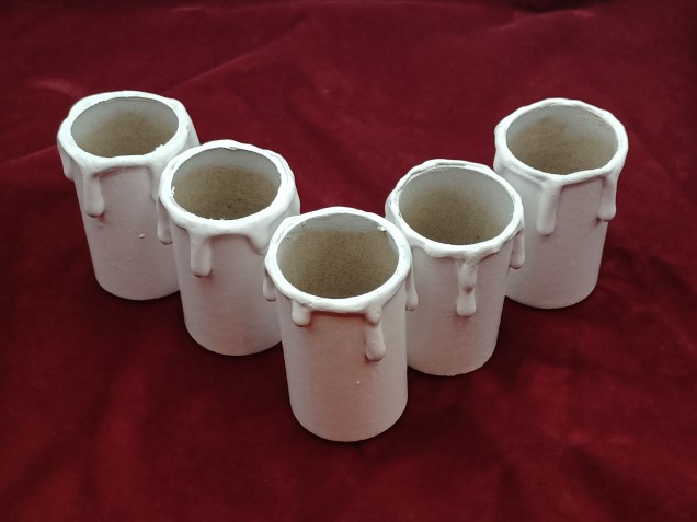 Hand made Candle Tubes white Drip Card 58mm x 32mm 5 pack 