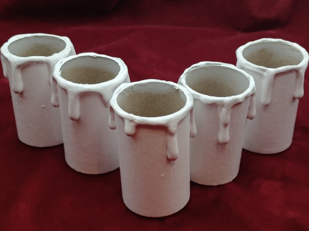 Hand made Candle Tubes white Drip Card 58mm x 32mm 5 pack 