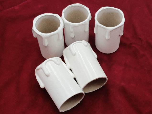 Hand made Candle Tubes white Drip Card 58mm x 32mm 5 pack 