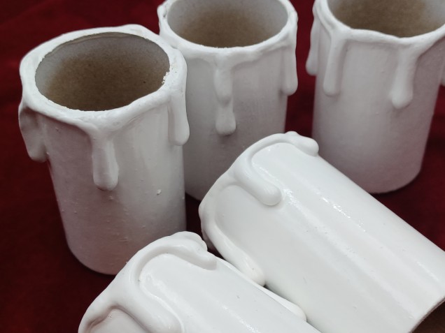 Hand made Candle Tubes white Drip Card 58mm x 32mm 5 pack 