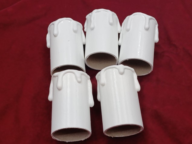 Hand made Candle Tubes white Drip Card 58mm x 32mm 5 pack 