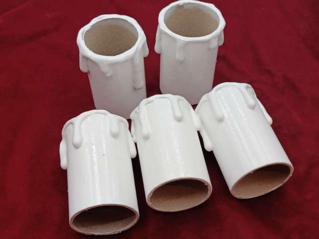 Hand made Candle Tubes white Drip Card 58mm x 32mm 5 pack 