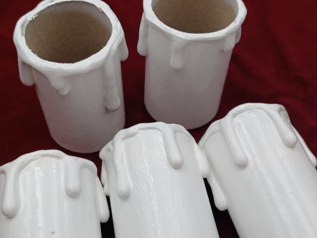 Hand made Candle Tubes white Drip Card 58mm x 32mm 5 pack 