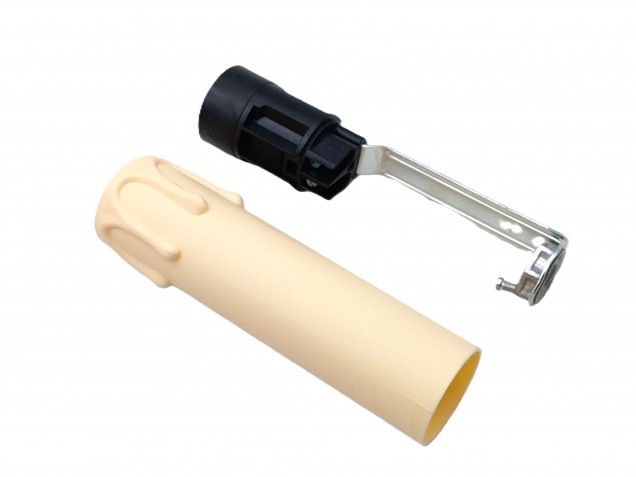 Candle Tube 100mm x 24mm cream Drip Plastic With Lamp Holder E14 SES To Fit 