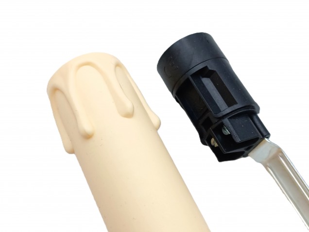 Candle Tube 100mm x 24mm cream Drip Plastic With Lamp Holder E14 SES To Fit 