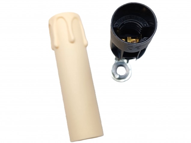 Candle Tube 100mm x 24mm cream Drip Plastic With Lamp Holder E14 SES To Fit 