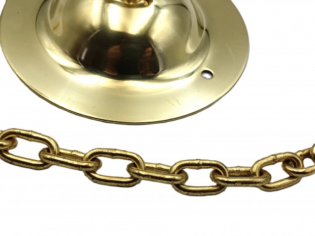 Brass LARGE DOME Ceiling Hook with screws and chain 15kgs max load 