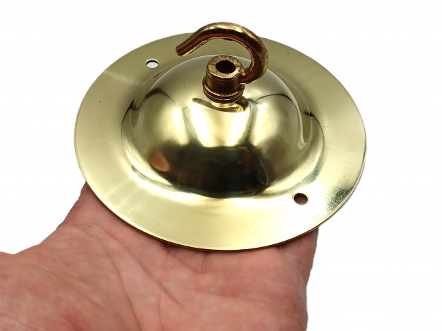 Brass LARGE DOME Ceiling Hook with screws and chain 15kgs max load 