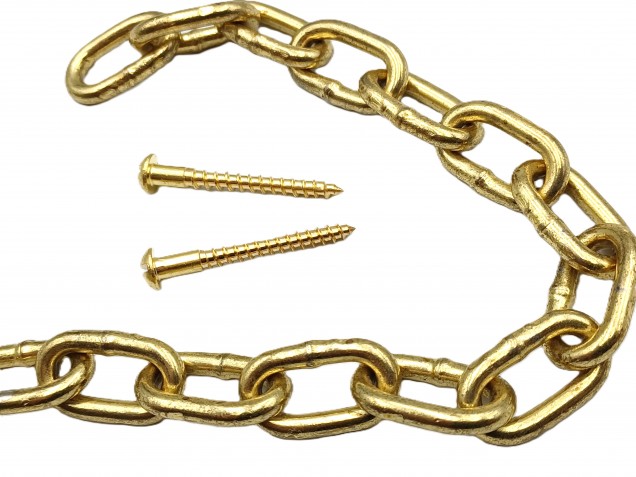 Brass LARGE DOME Ceiling Hook with screws and chain 15kgs max load 