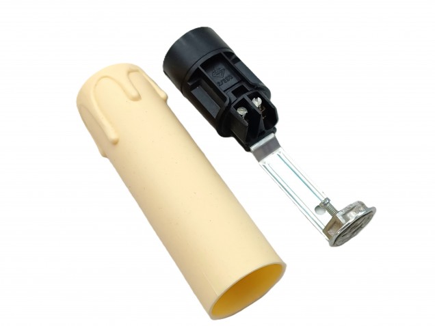 Candle Tube 85mm x 24mm cream Drip Plastic With Lamp Holder E14 SES To Fit