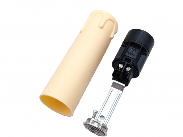 Candle Tube 85mm x 24mm cream Drip Plastic With Lamp Holder E14 SES To Fit