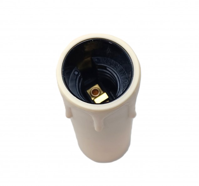 Candle Tube 85mm x 24mm cream Drip Plastic With Lamp Holder E14 SES To Fit