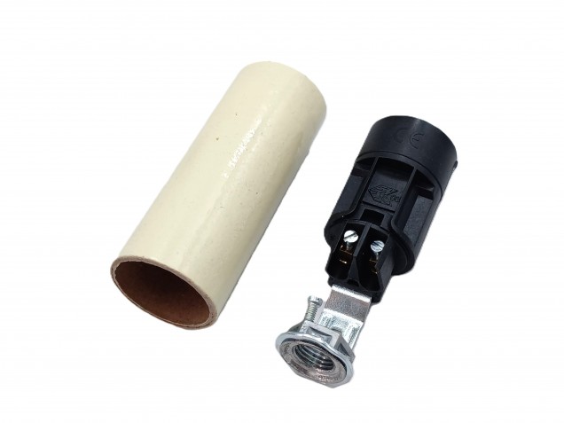 Chandelier Candle cover 65mm x 24mm cream tube card and E14 Lamp holder 