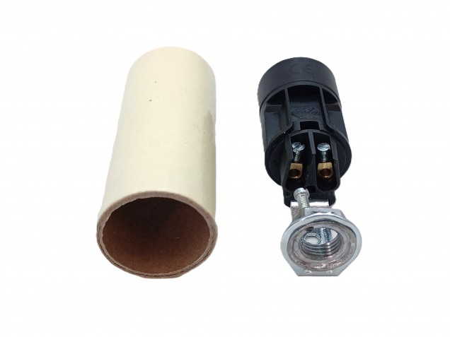 Chandelier Candle cover 65mm x 24mm cream tube card and E14 Lamp holder 