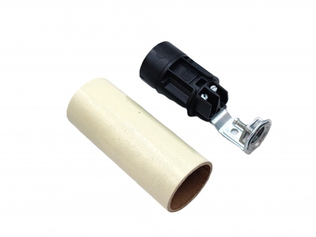 Chandelier Candle cover 65mm x 24mm cream tube card and E14 Lamp holder 