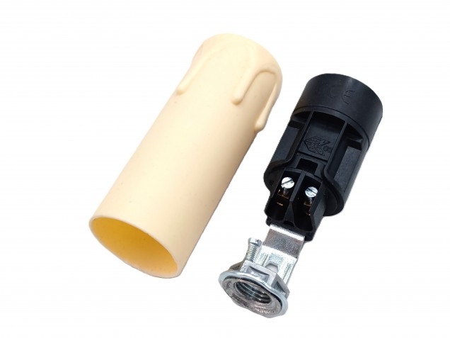 Candle Tube 65mm x 24mm cream Drip Plastic With Lamp Holder E14 SES To Fit