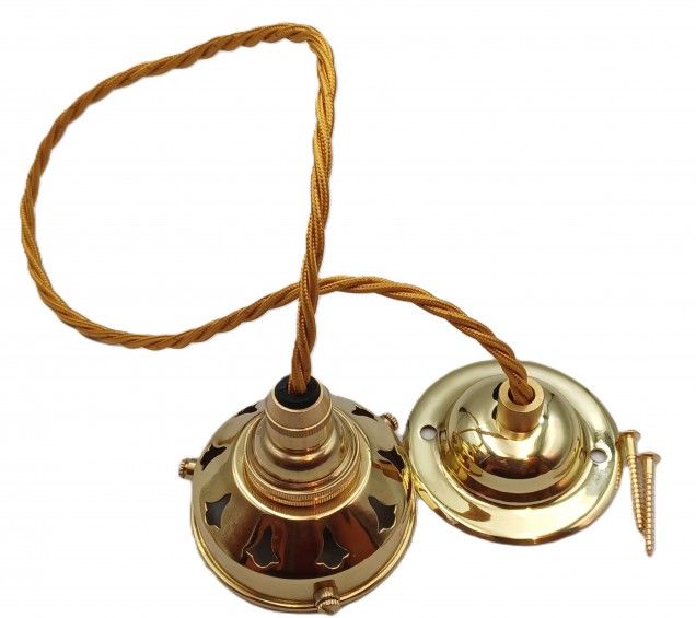 Brass Lamp Shade Gallery Pendant Set  Choice Of Gallery Size