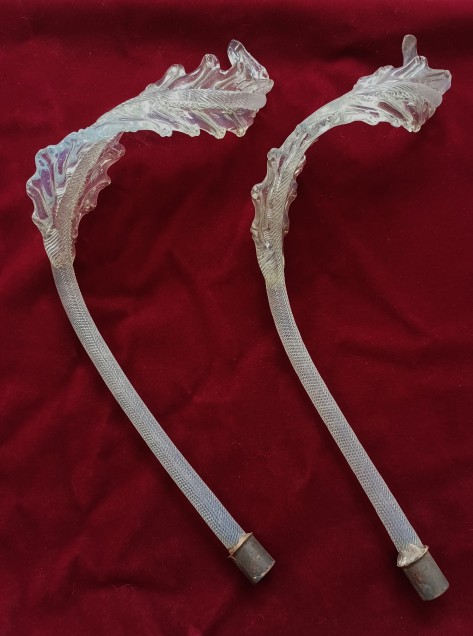 Murano Glass Chandelier Leaf Large Slight Green Tint