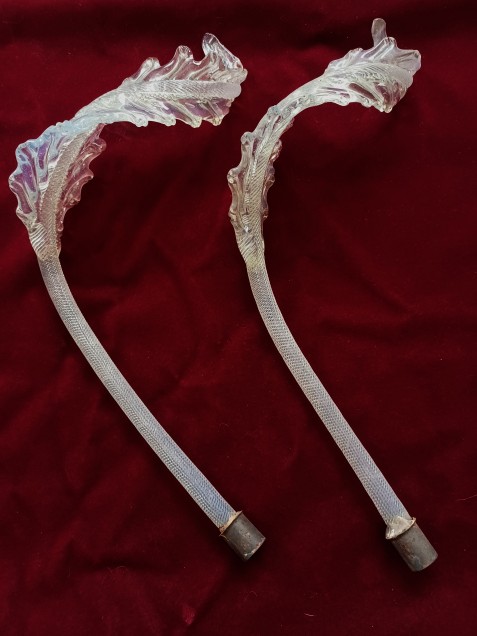 Murano Glass Chandelier Leaf Large Slight Green Tint