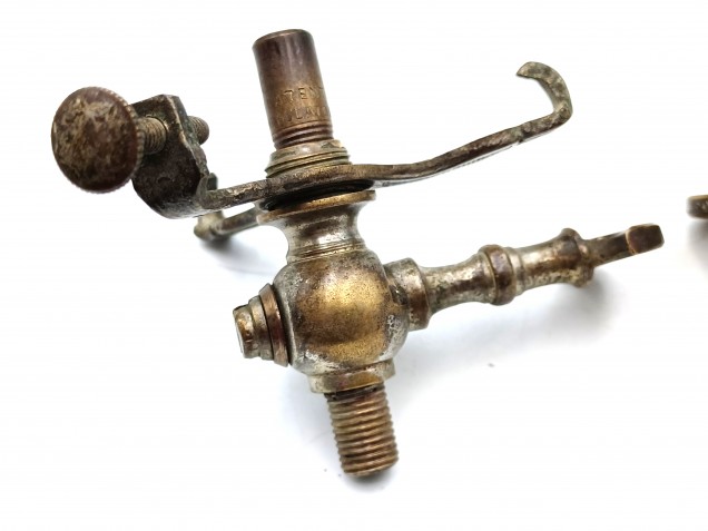 Antique gasolier gas taps with storm shade gallery