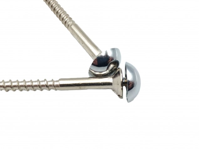 2 inch screws with dome caps in chrome 13mm head 