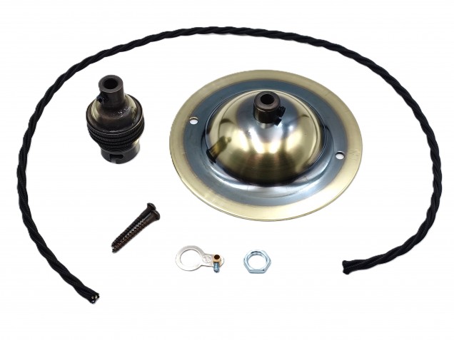 Large Ceiling Rose dome Pendant Set With B22 Lamp Holder Brushed Antique Finish