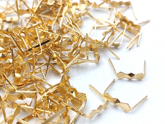 100 brass bow clips 11mm