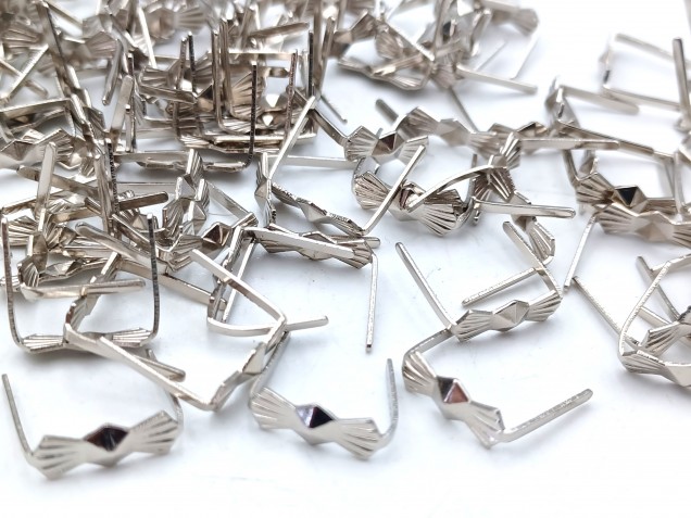 Chrome Chandelier Bow Clips For Pinning Crystal And Glass 11mm Closed 