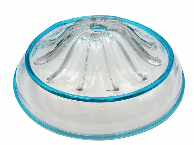 Venetian light blue rim clear glass chandelier bottom bowl Circa 1890
