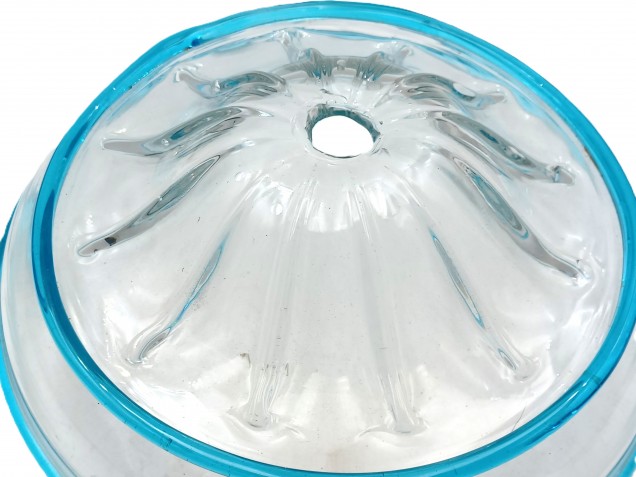 Venetian light blue rim clear glass chandelier bottom bowl Circa 1890