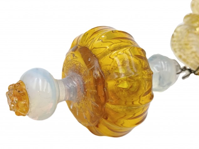 Murano amber and pale blue glass chandelier hoop and drop Circa 1890