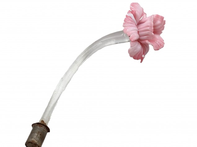 Murano chandelier parts pink Flower clear stem late Victorian