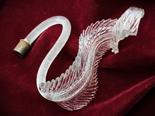 Antique Murano chandelier part clear leaf