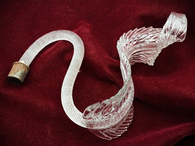 Antique Murano chandelier part clear leaf