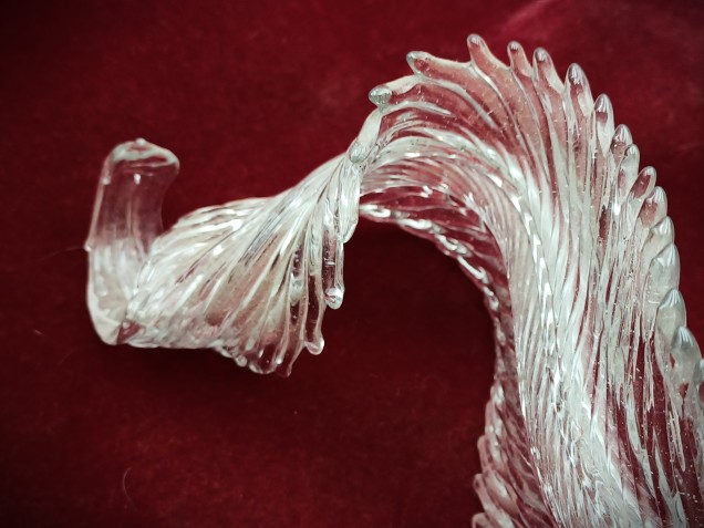 Antique Murano chandelier part clear leaf