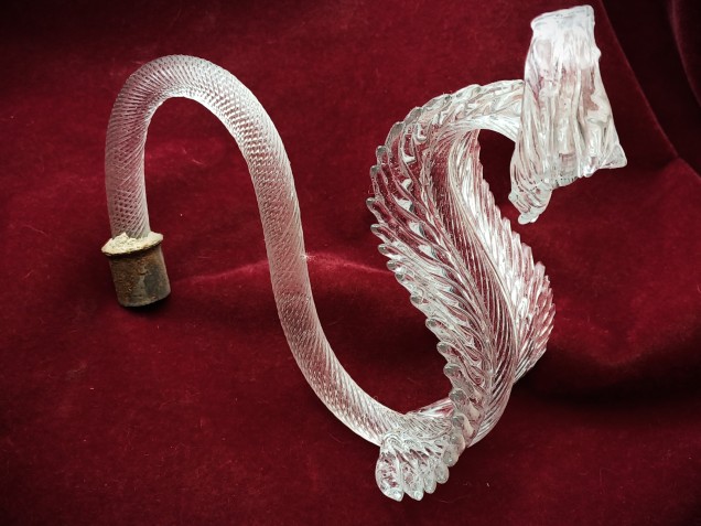 Antique Murano chandelier part clear leaf