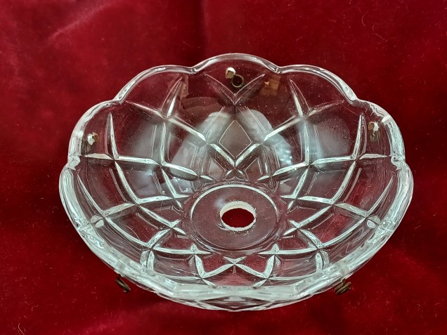 Vintage chandelier glass pan dish Approx.100mm width 5 pin holes