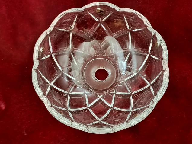 Vintage chandelier glass pan dish Approx.100mm width 5 pin holes