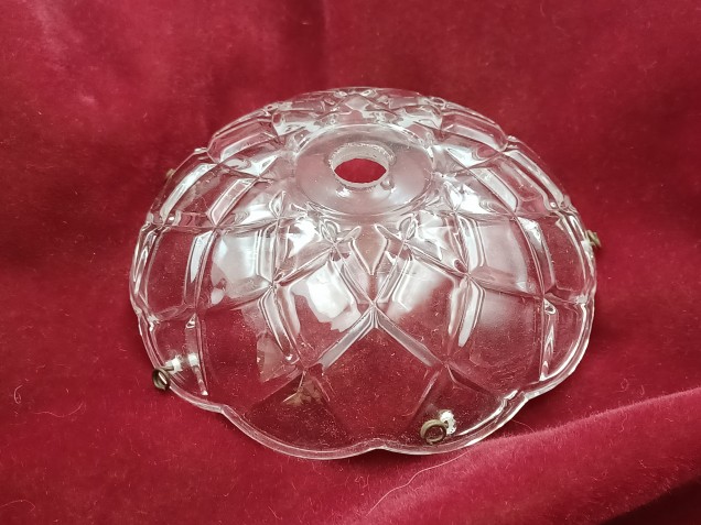 Vintage chandelier glass pan dish Approx.100mm width 5 pin holes