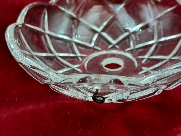 Vintage chandelier glass pan dish Approx.100mm width 5 pin holes