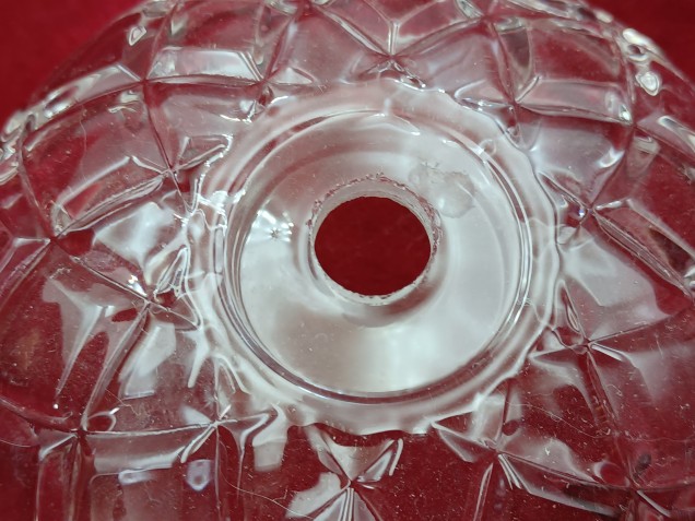 Vintage chandelier glass pan dish Approx.100mm width 5 pin holes